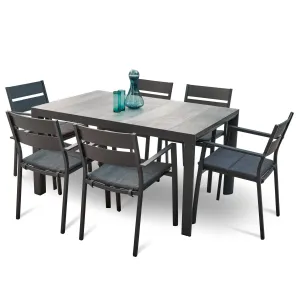 Memphis Carolina 1.4m Ceramic Outdoor Dining Set - Charcoal