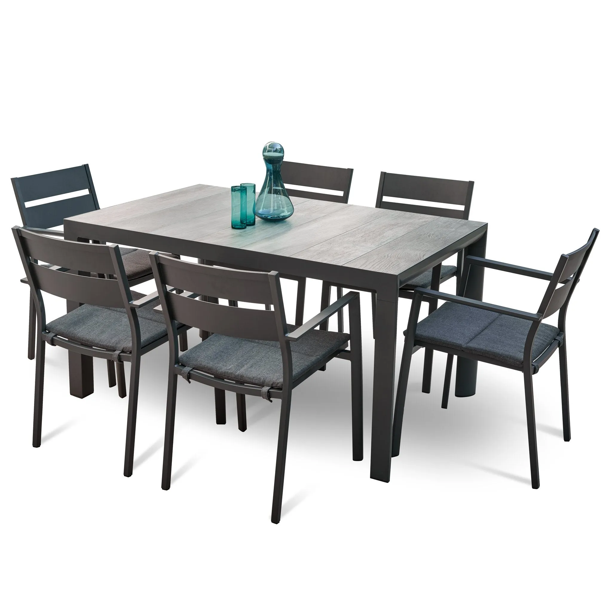 Memphis Carolina 1.4m Ceramic Outdoor Dining Set - Charcoal