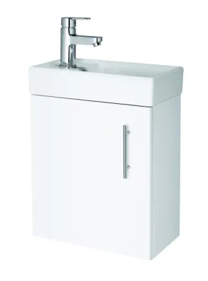Minimalist Wall Hung Basin & Cabinet Gloss White 400mm
