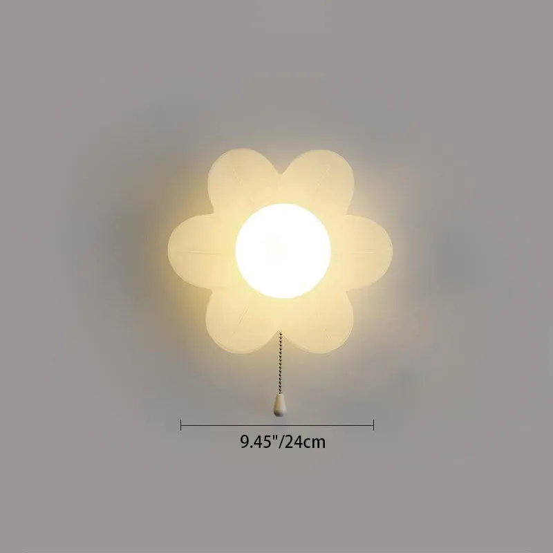 Modern Minimalist Cream Flower Resin LED Wall Sconce Lamp For Bedroom