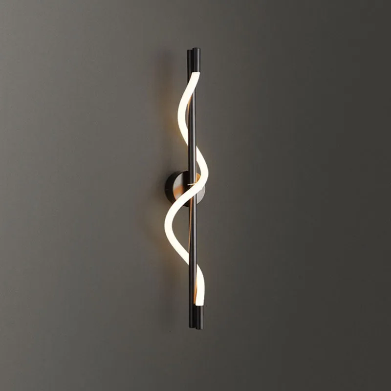 Modern Minimalist Cylinder Wave Stripe Copper Acrylic LED Wall Sconce Lamp For Living Room