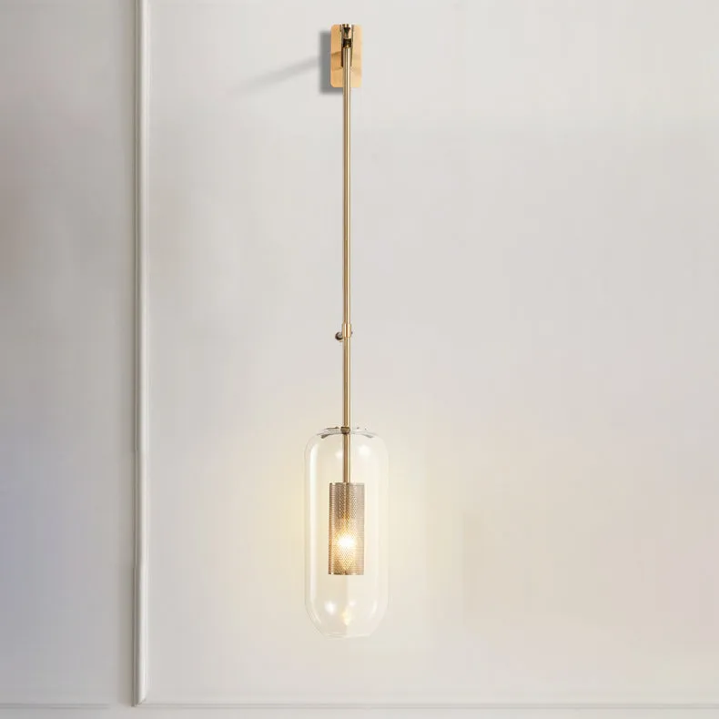 Modern Minimalist Strip Cylinder Iron Glass 1-Light Wall Sconce Lamp For Living Room