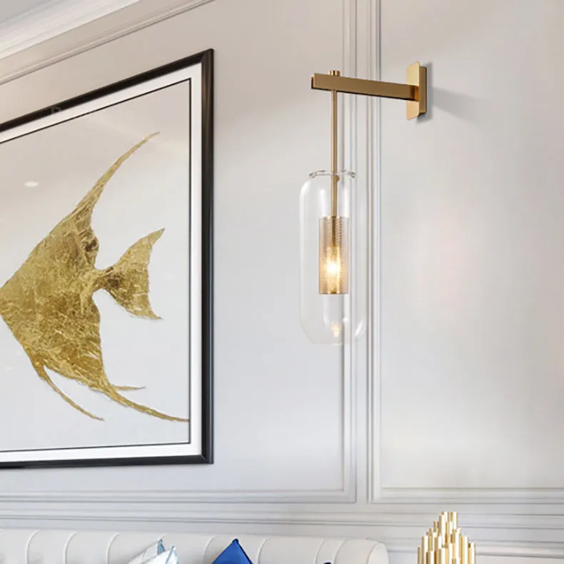 Modern Minimalist Strip Cylinder Iron Glass 1-Light Wall Sconce Lamp For Living Room