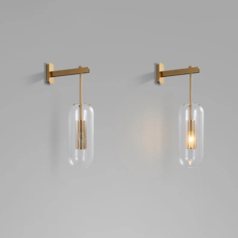 Modern Minimalist Strip Cylinder Iron Glass 1-Light Wall Sconce Lamp For Living Room