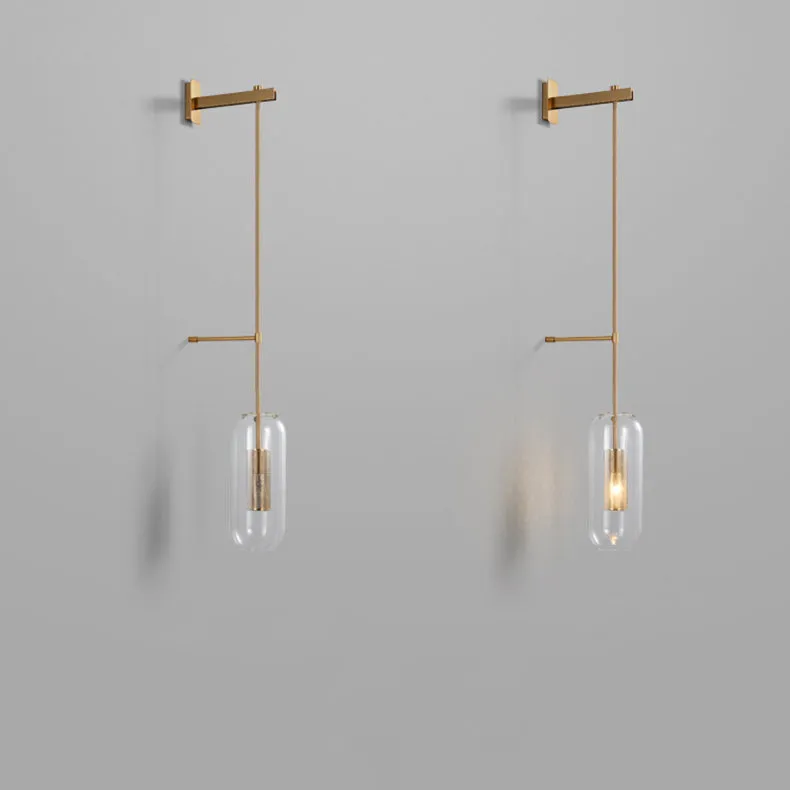 Modern Minimalist Strip Cylinder Iron Glass 1-Light Wall Sconce Lamp For Living Room