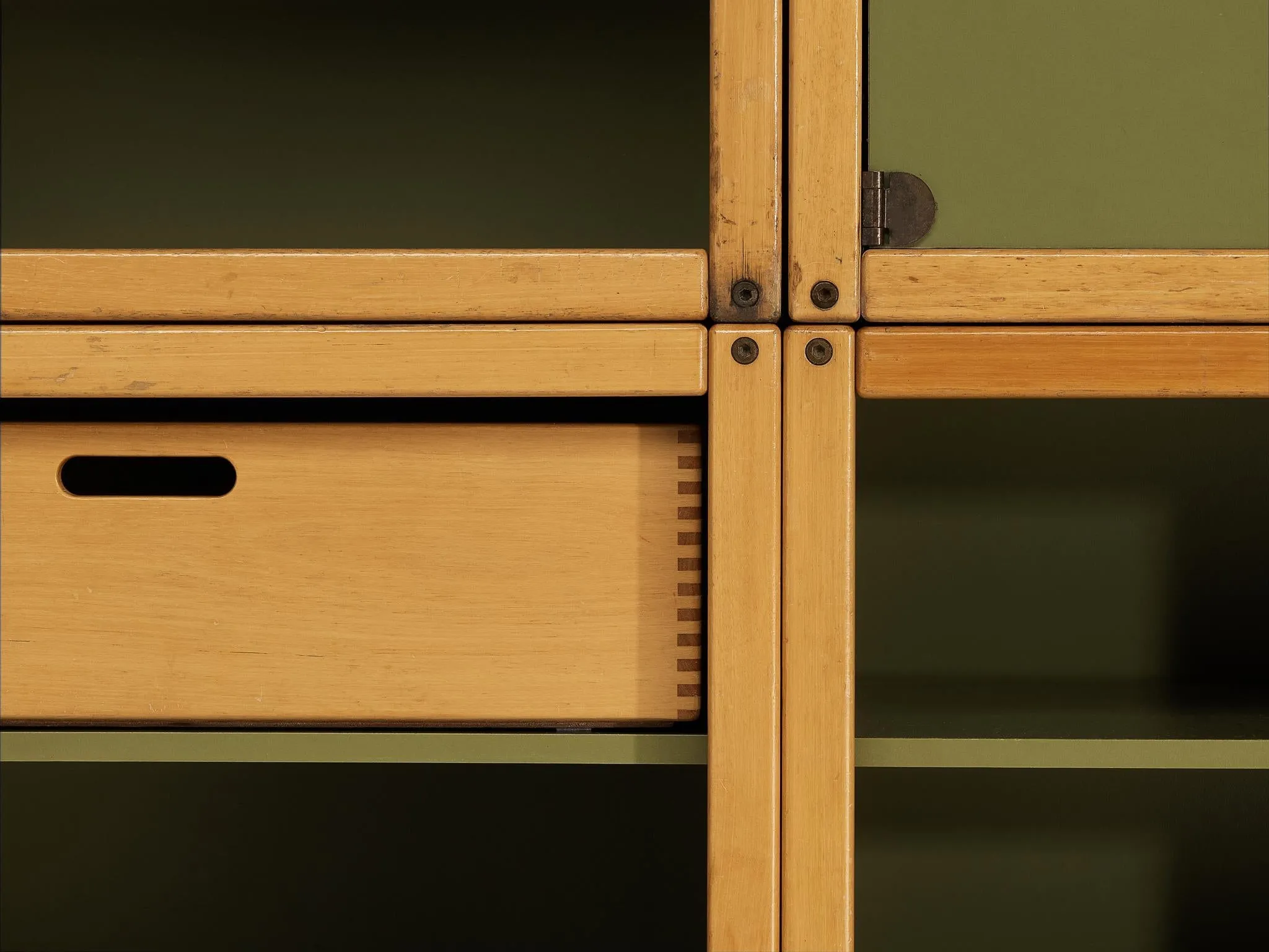 Modular 'Profilsystem' Wall Unit with Diverse Storage Compartments in Green