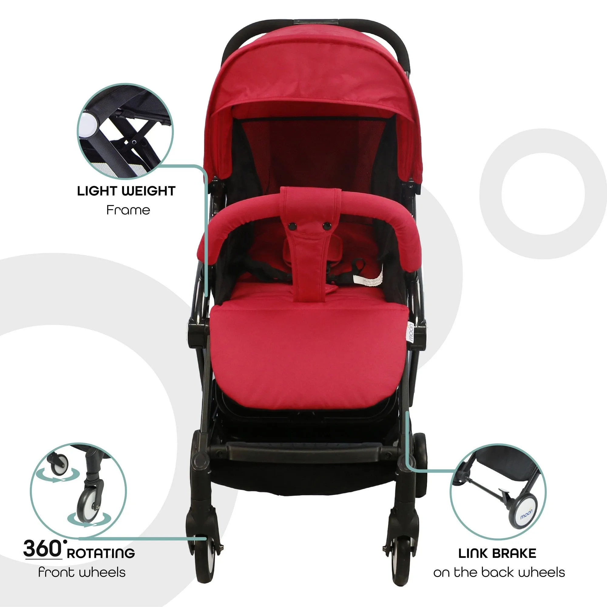 Moon Travel Lite cabin Fold Stroller Birth to 15 kg