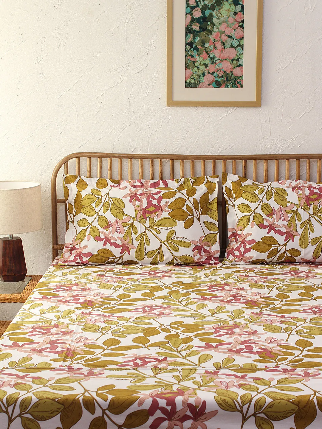 Moringa Fitted Bedsheet Set (Pink)