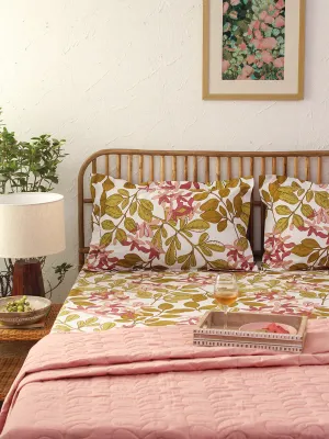Moringa Fitted Bedsheet Set (Pink)
