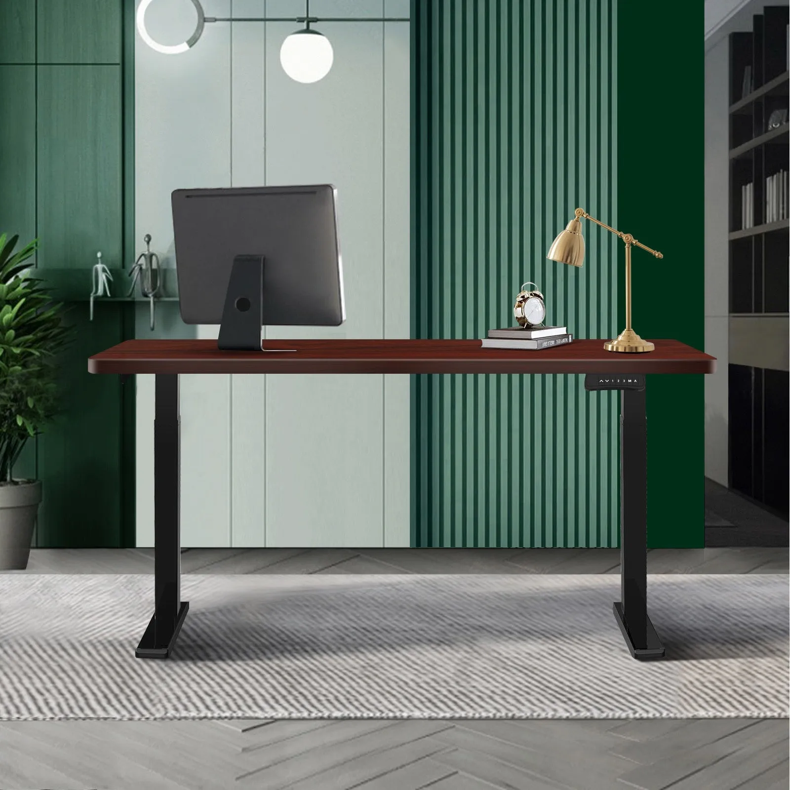 Oikiture Standing Desk Electric Dual Motor Sit Stand Up Height Adjustable Walnut