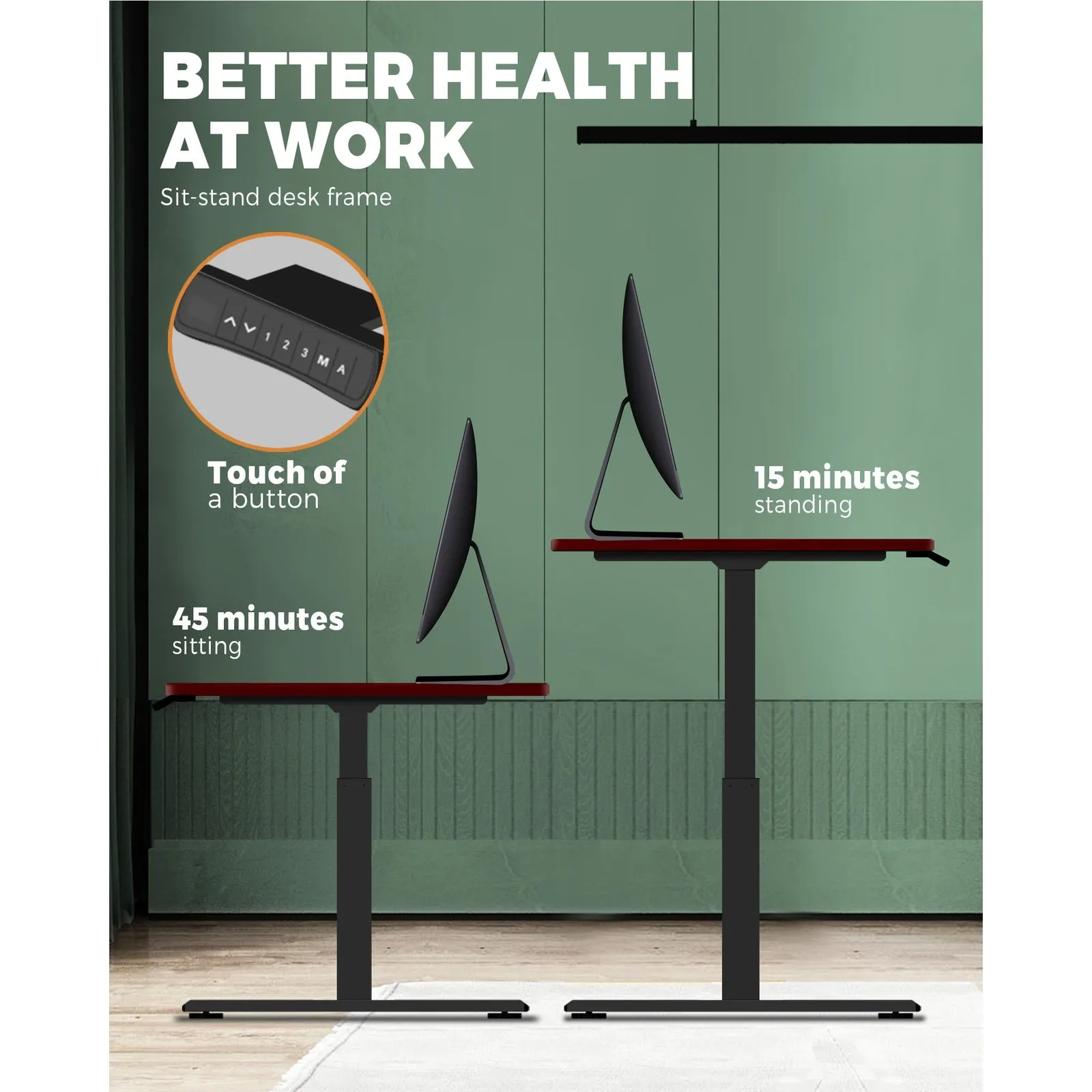 Oikiture Standing Desk Electric Dual Motor Sit Stand Up Height Adjustable Walnut