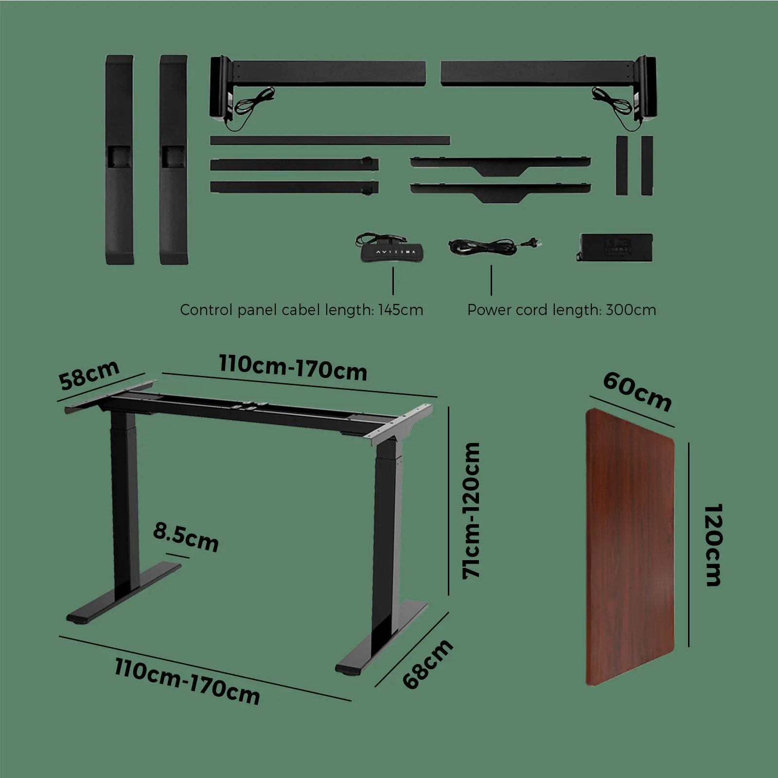Oikiture Standing Desk Electric Dual Motor Sit Stand Up Height Adjustable Walnut
