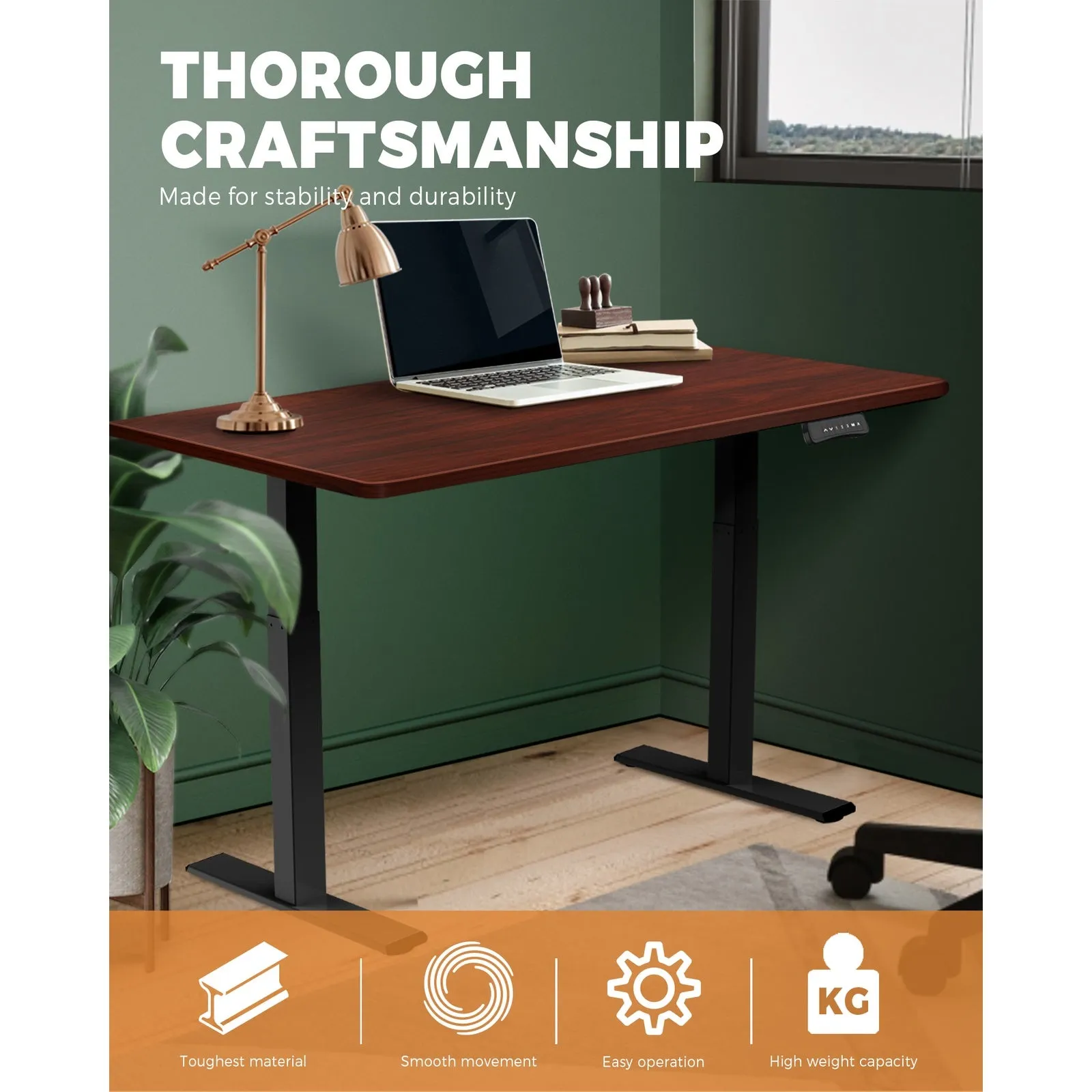 Oikiture Standing Desk Electric Dual Motor Sit Stand Up Height Adjustable Walnut