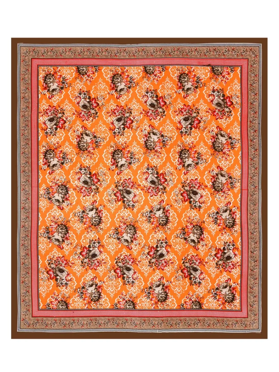 Orange Interiors Floral Print Cotton Queen Size Bedding Set