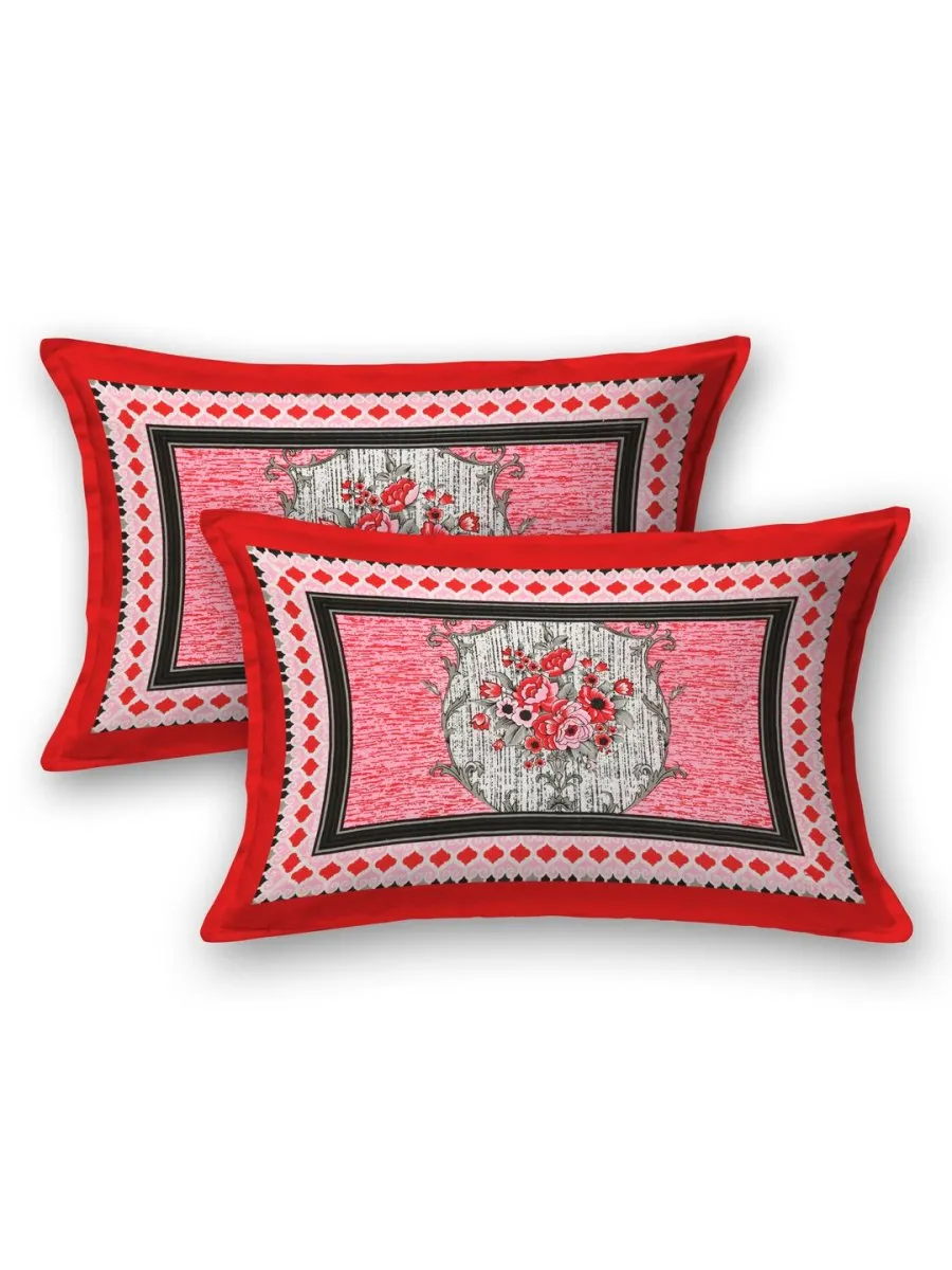 Peach Hand Block Printed Cotton Queen Size Bedding Set