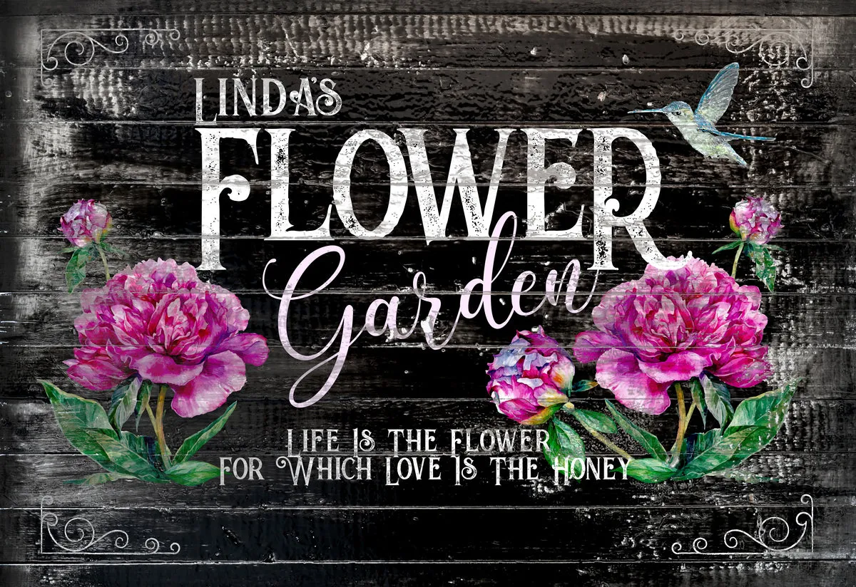 Personalized Metal Garden Sign with Hummingbird