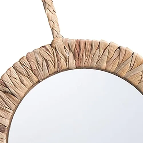 Pinakine® Wall Mounted Frame Woven Mirror Round Mirror for Bedroom Bathroom Decoration