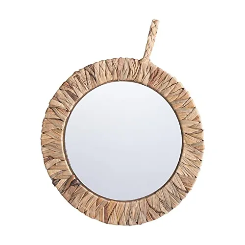 Pinakine® Wall Mounted Frame Woven Mirror Round Mirror for Bedroom Bathroom Decoration