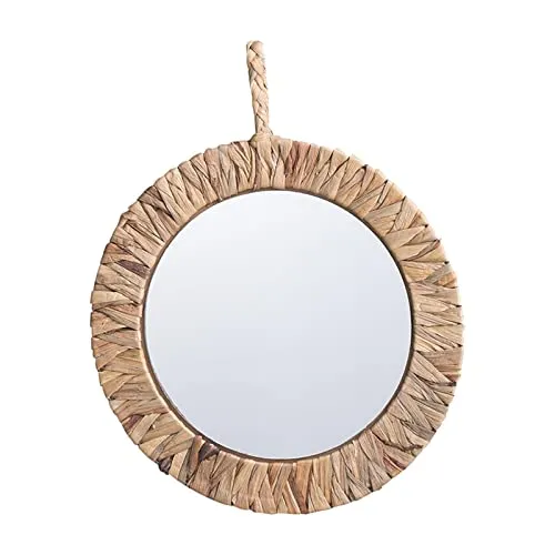 Pinakine® Wall Mounted Frame Woven Mirror Round Mirror for Bedroom Bathroom Decoration