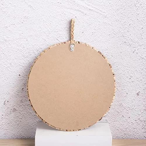 Pinakine® Wall Mounted Frame Woven Mirror Round Mirror for Bedroom Bathroom Decoration