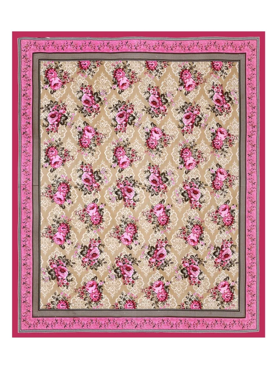 Pink Interiors Floral Print Cotton Queen Size Bedding Set