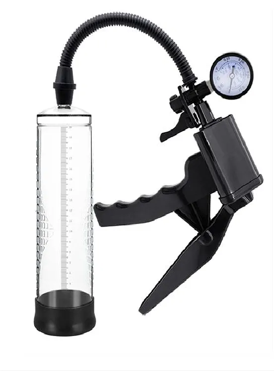 Pistol Grip & Pressure Gauge Pump Enlargement Clear Penis Pump