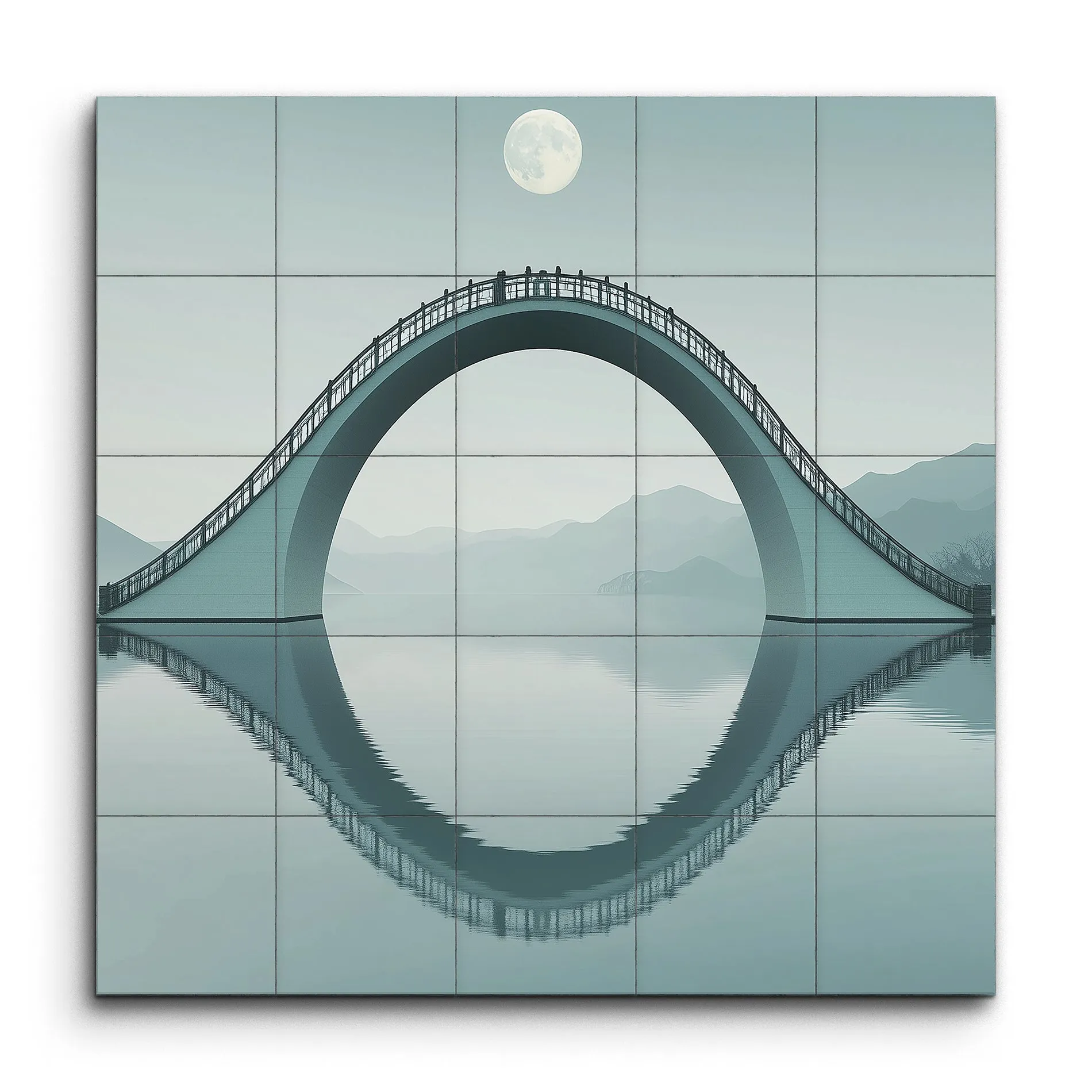 Serene Bridge: Moonlit Harmony in Blue & Gray