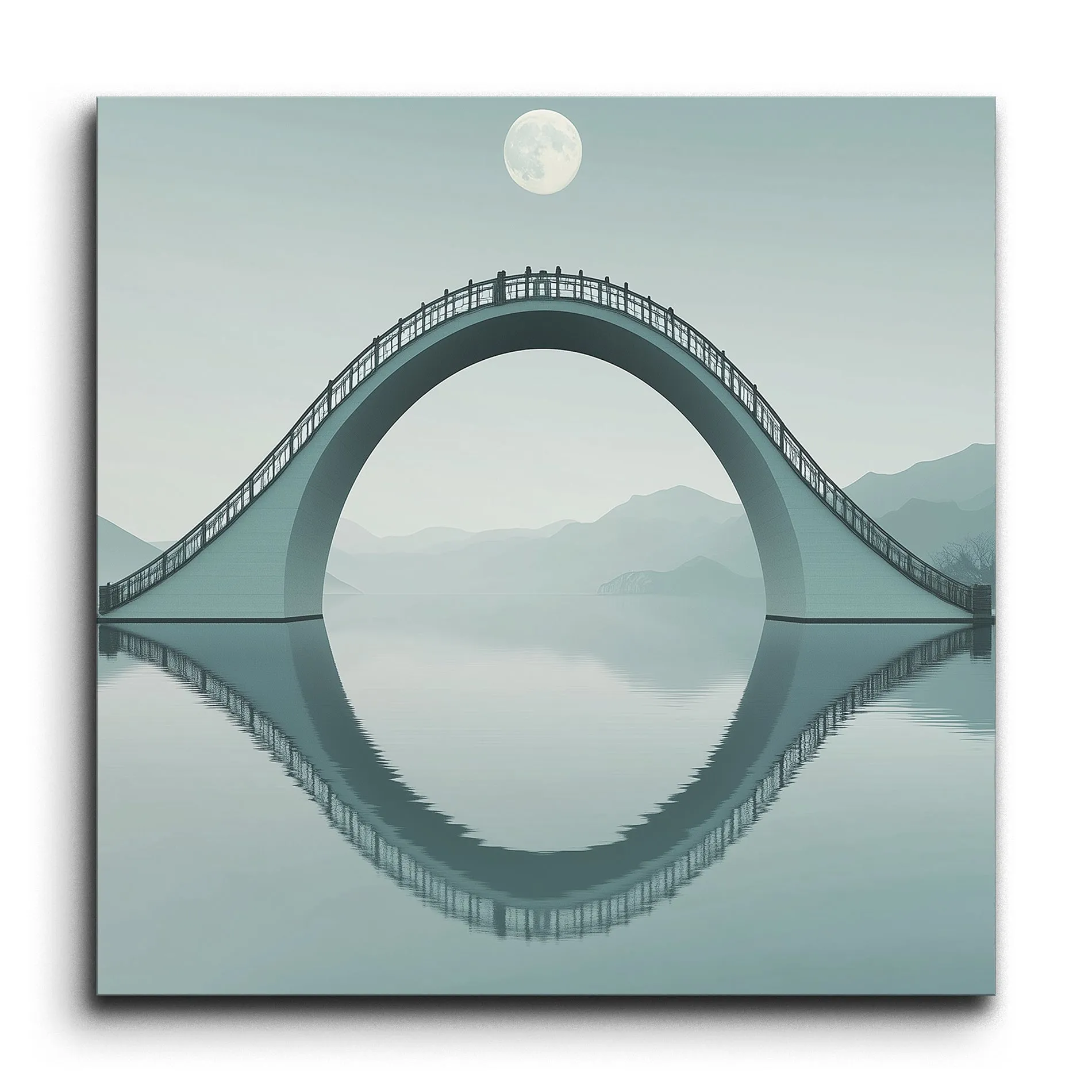 Serene Bridge: Moonlit Harmony in Blue & Gray