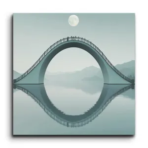 Serene Bridge: Moonlit Harmony in Blue & Gray