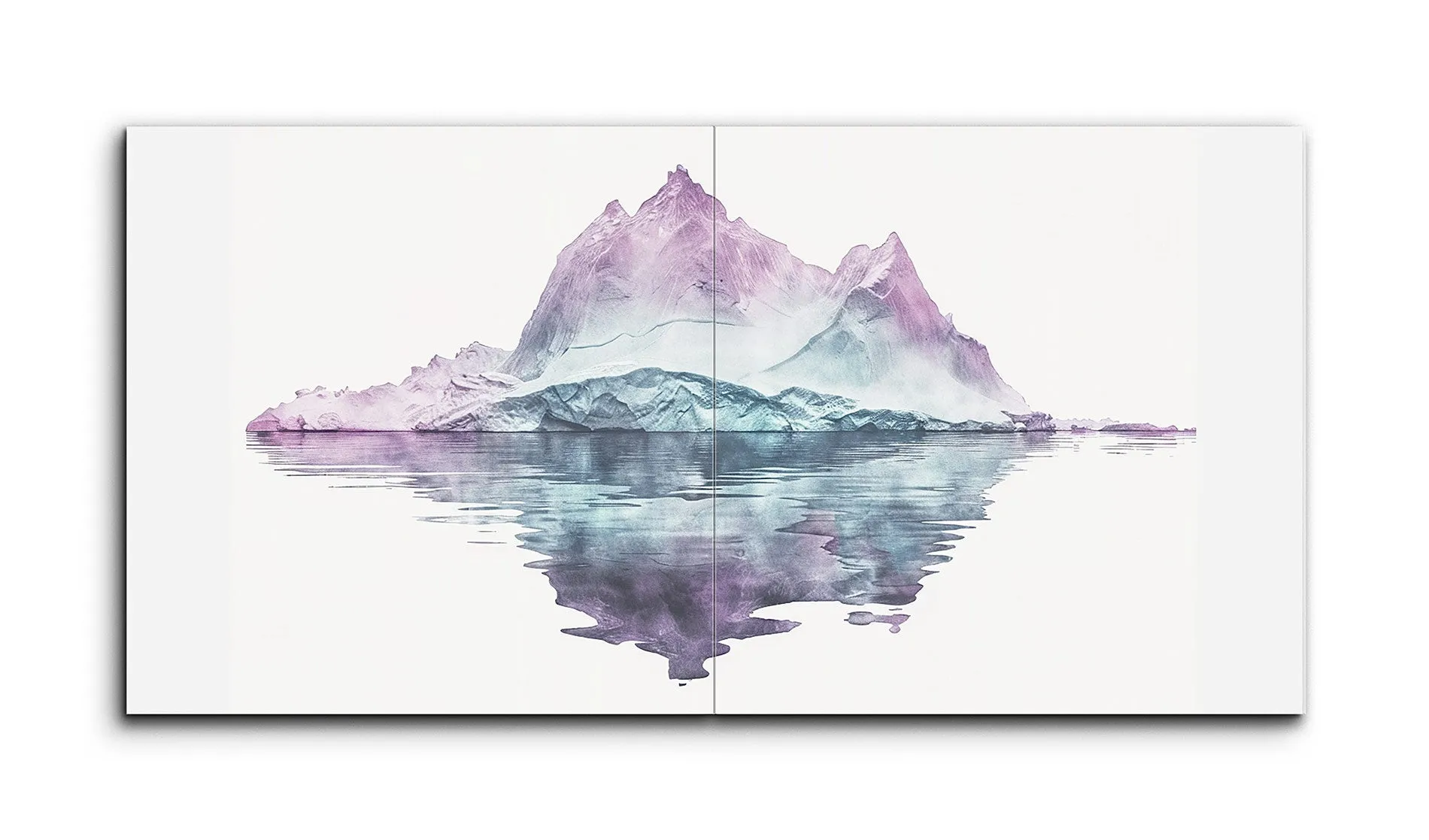 Serene Mountain Reflection: Abstract Diptych