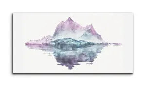 Serene Mountain Reflection: Abstract Diptych