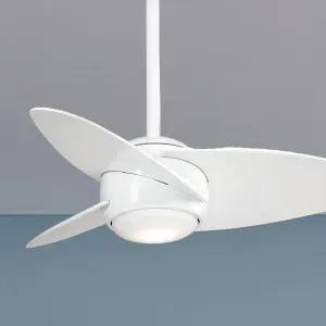 Slant LED 36" White Modern Ceiling Fan with Light and Remote