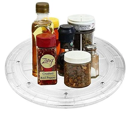 T&B 8 inch Lazy Susan Turntable Organizer White Acrylic for Spice Rack Table Cake Kitchen Pantry Decorating