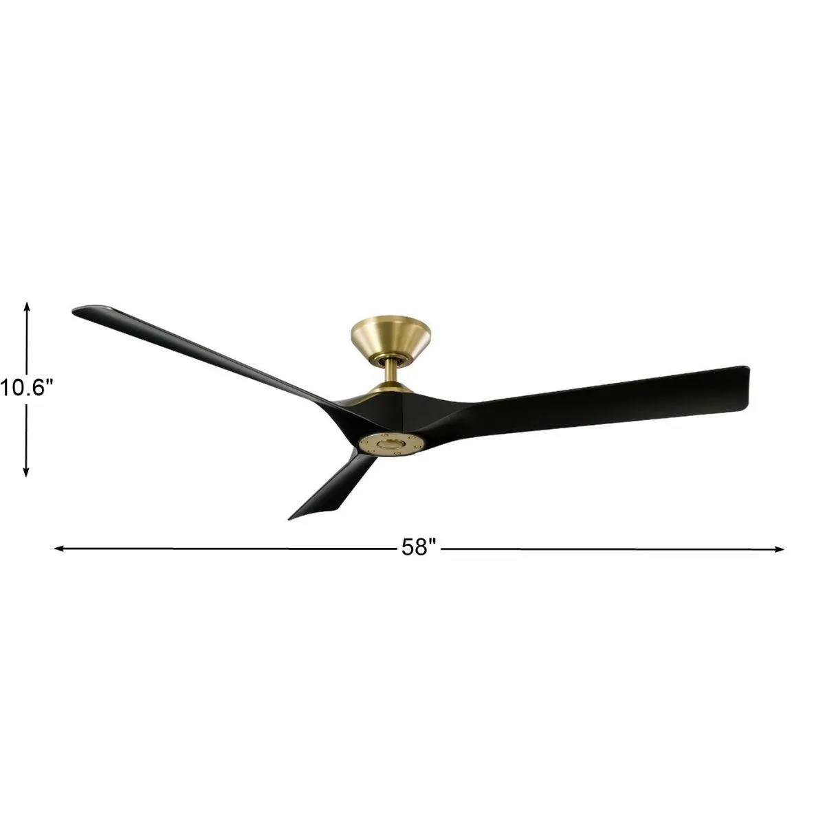 Torque 58 Inch Damp Rated Smart Ceiling Fan, Brass with Matte Black Blades