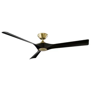 Torque 58 Inch Damp Rated Smart Ceiling Fan, Brass with Matte Black Blades