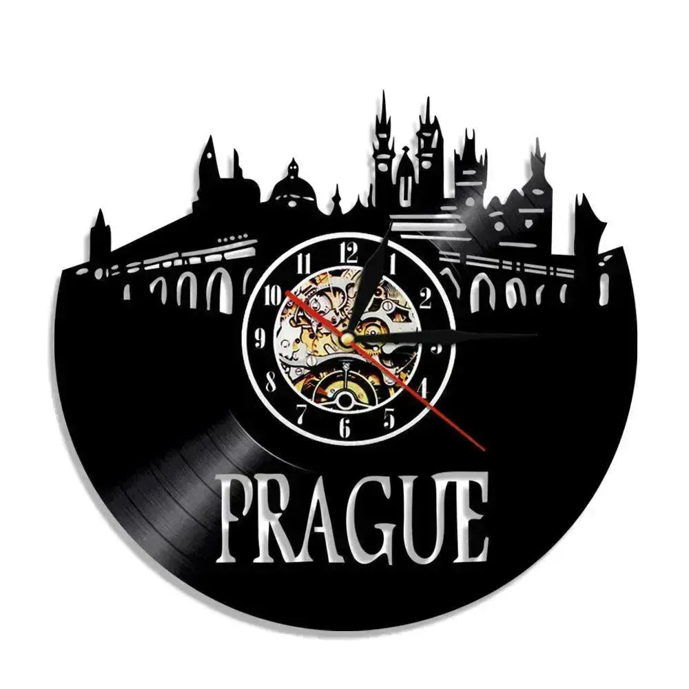 Wall Clock Vinyl Wall Clock  Atlanta Skyline Vinyl Record Clock Georgia Wall Art Atlanta Wall Decor Vinyl Clock Lights Silent Clock