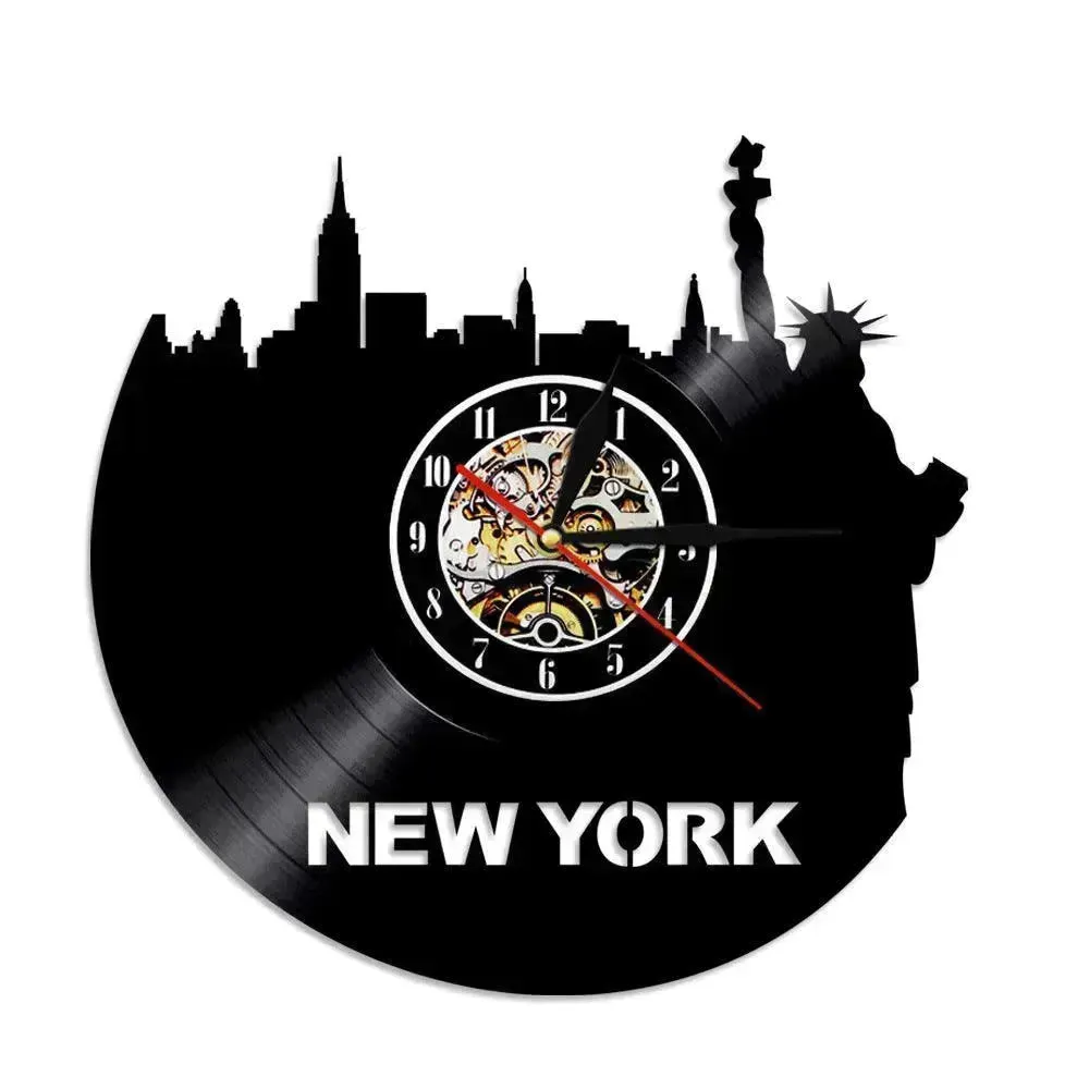 Wall Clock Vinyl Wall Clock  Atlanta Skyline Vinyl Record Clock Georgia Wall Art Atlanta Wall Decor Vinyl Clock Lights Silent Clock