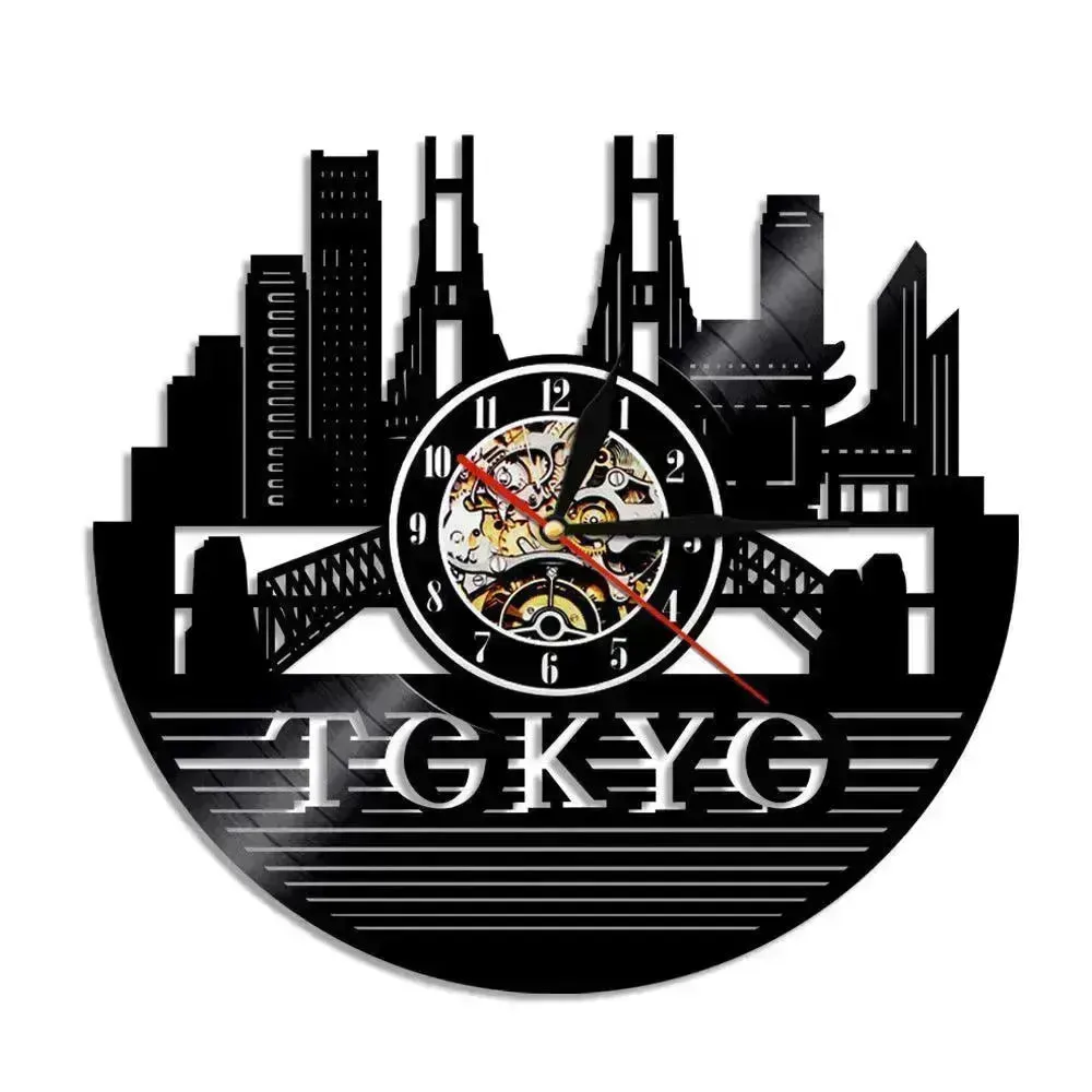 Wall Clock Vinyl Wall Clock  Atlanta Skyline Vinyl Record Clock Georgia Wall Art Atlanta Wall Decor Vinyl Clock Lights Silent Clock
