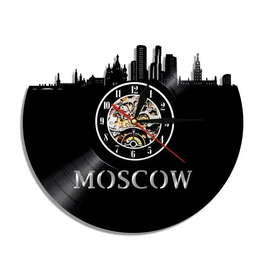 Wall Clock Vinyl Wall Clock  Atlanta Skyline Vinyl Record Clock Georgia Wall Art Atlanta Wall Decor Vinyl Clock Lights Silent Clock