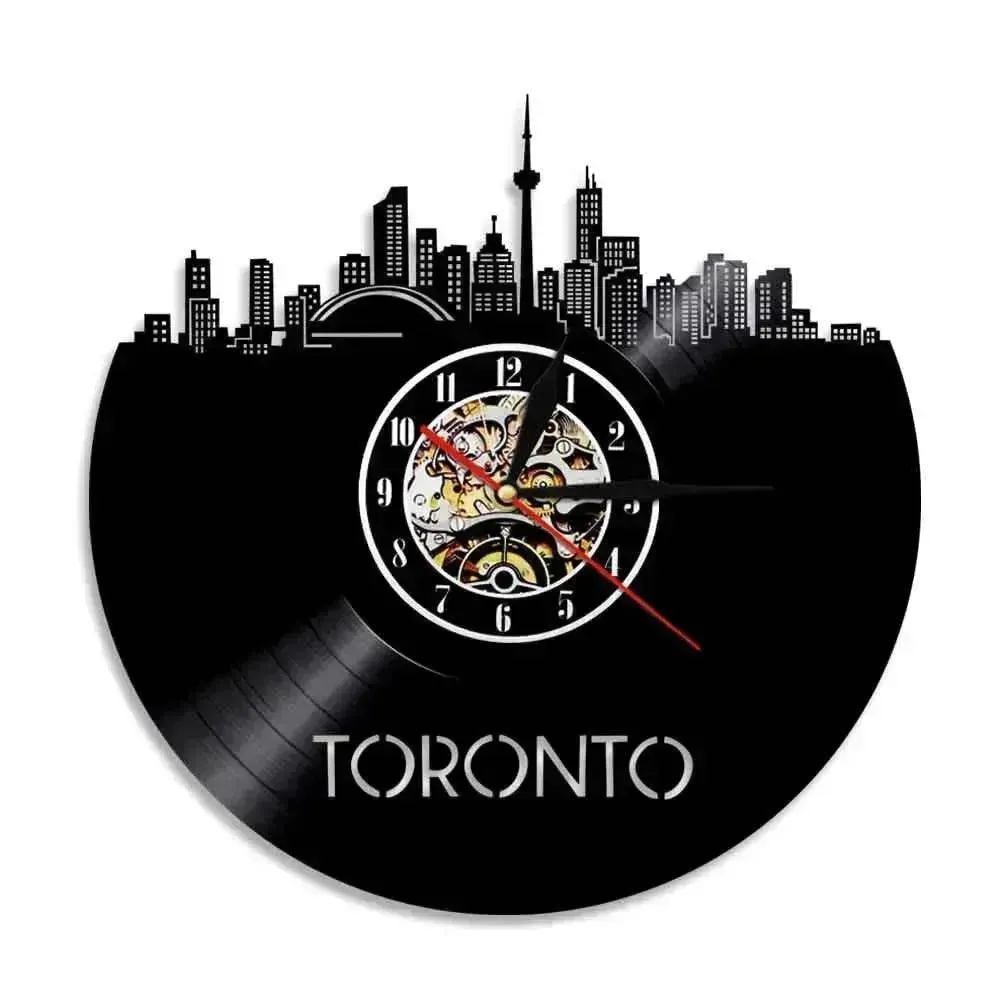 Wall Clock Vinyl Wall Clock  Atlanta Skyline Vinyl Record Clock Georgia Wall Art Atlanta Wall Decor Vinyl Clock Lights Silent Clock
