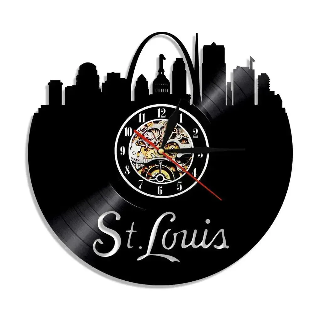Wall Clock Vinyl Wall Clock  Atlanta Skyline Vinyl Record Clock Georgia Wall Art Atlanta Wall Decor Vinyl Clock Lights Silent Clock