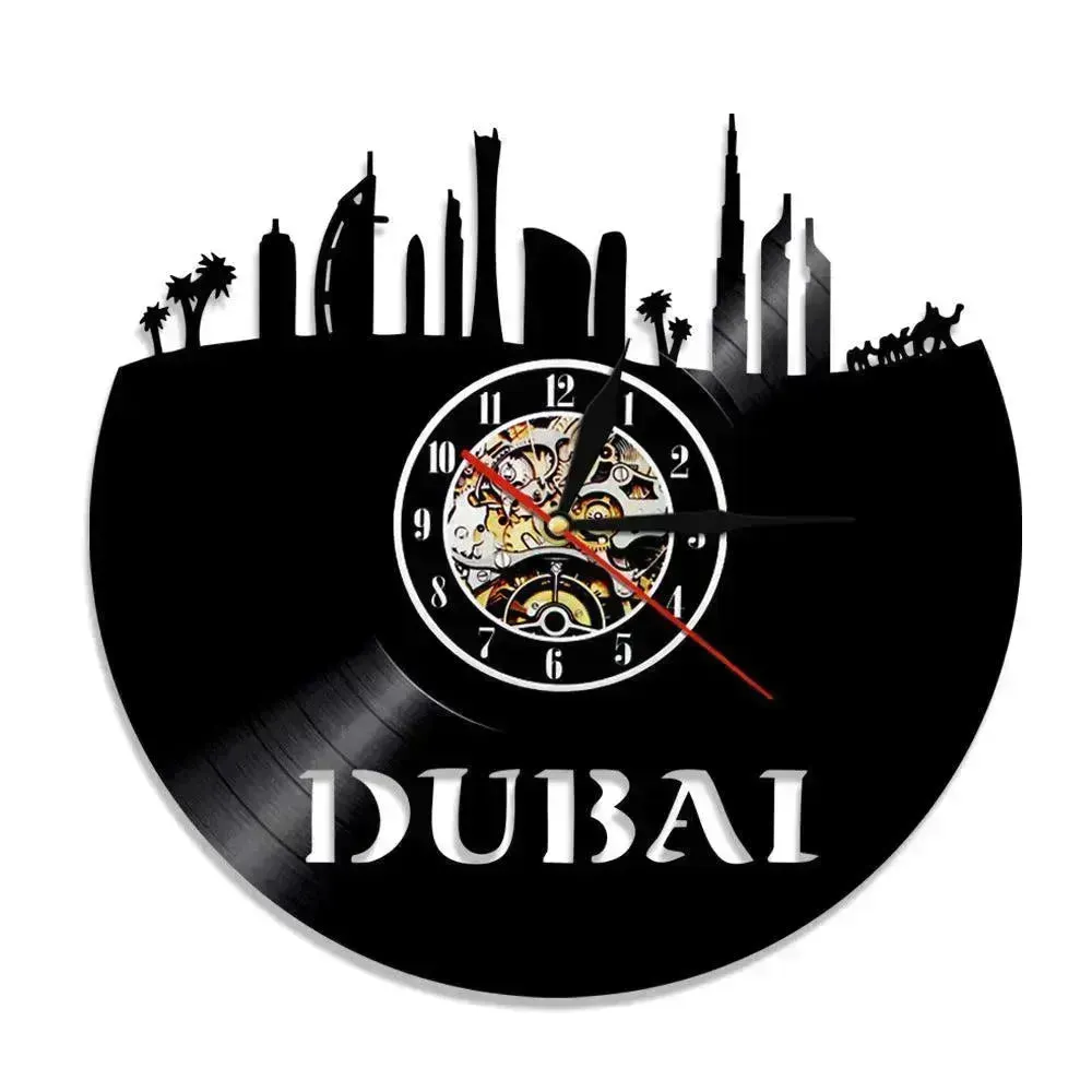 Wall Clock Vinyl Wall Clock  Atlanta Skyline Vinyl Record Clock Georgia Wall Art Atlanta Wall Decor Vinyl Clock Lights Silent Clock
