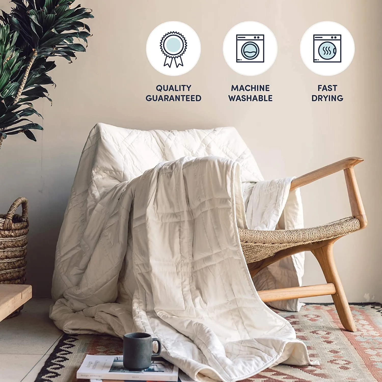 Weighted Blanket -  Eco-Luxury Soft Cool Cotton - Lead-Free Glass Beads - Double Quilted Blankets
