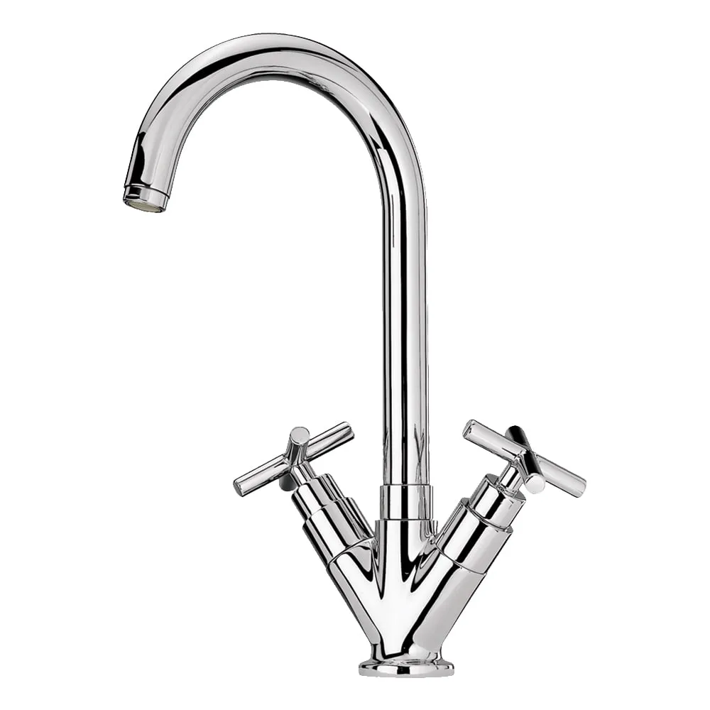 Whitehaus WHLX79572-C Luxe Single Hole/Dual Handle Entertainment/Prep Faucet with Swivel Spout