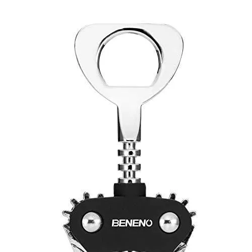 Wine Opener, Zinc Alloy Premium Wing Corkscrew Wine Bottle Opener with Multifunctional Bottles Opener, Upgrade - Black