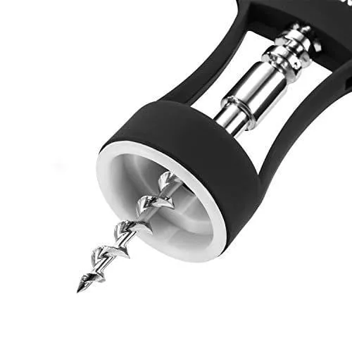 Wine Opener, Zinc Alloy Premium Wing Corkscrew Wine Bottle Opener with Multifunctional Bottles Opener, Upgrade - Black