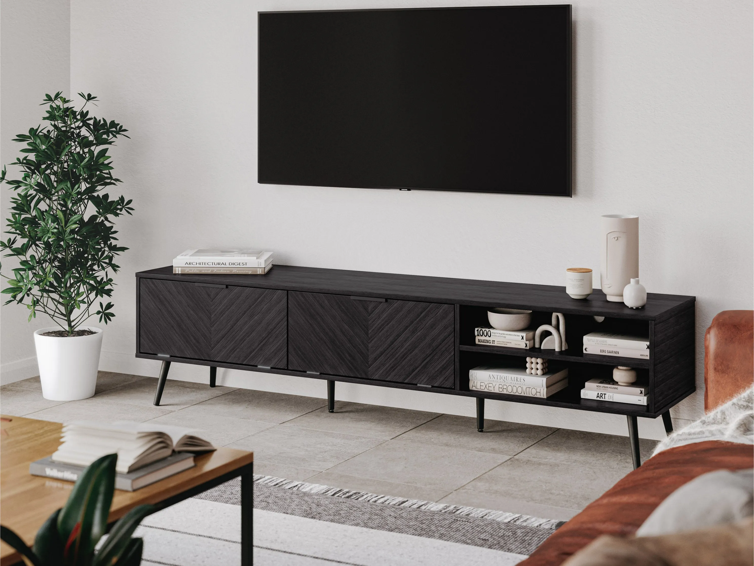 Wood TV Stand, TVs up to 85"