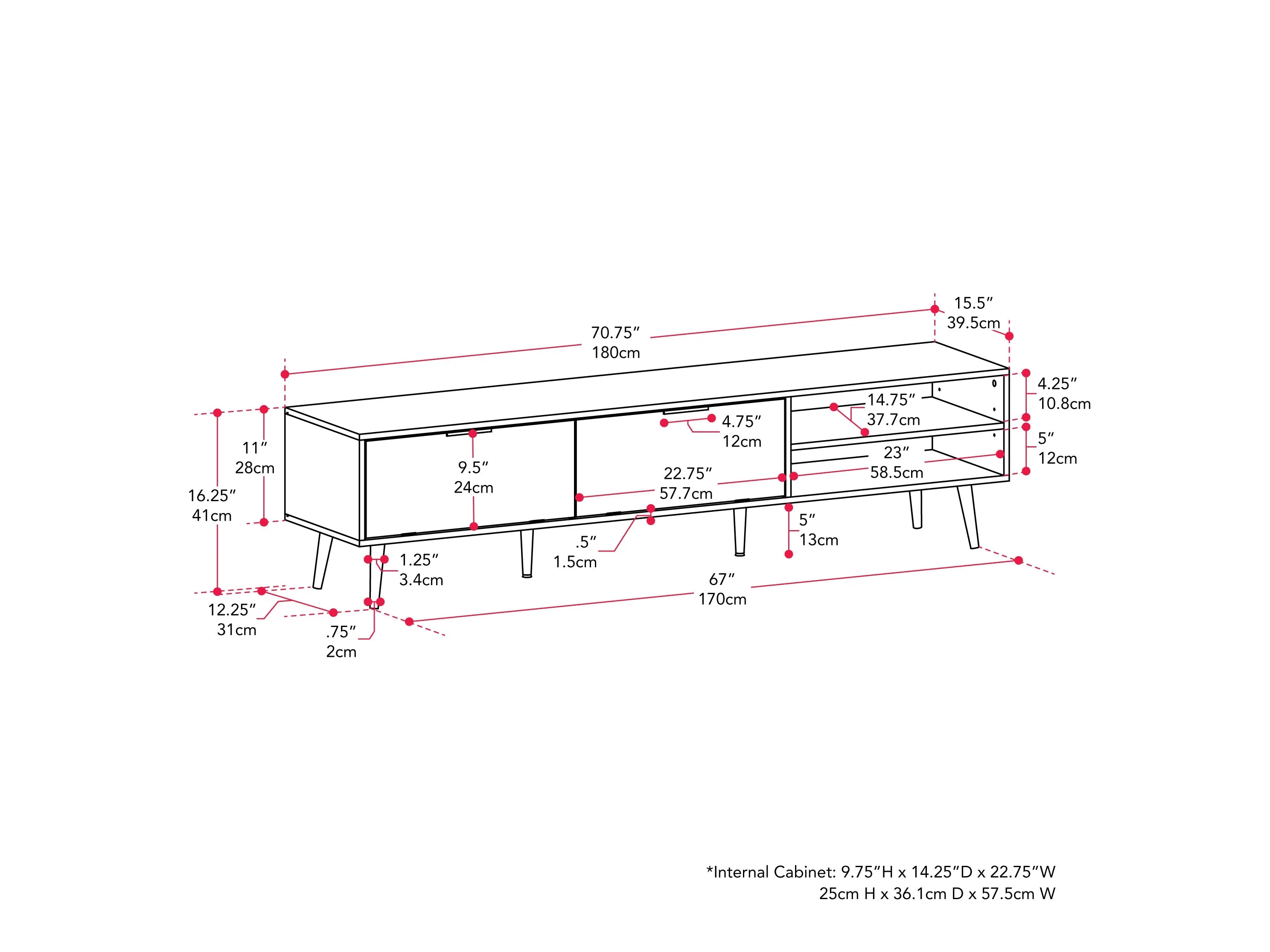 Wood TV Stand, TVs up to 85"
