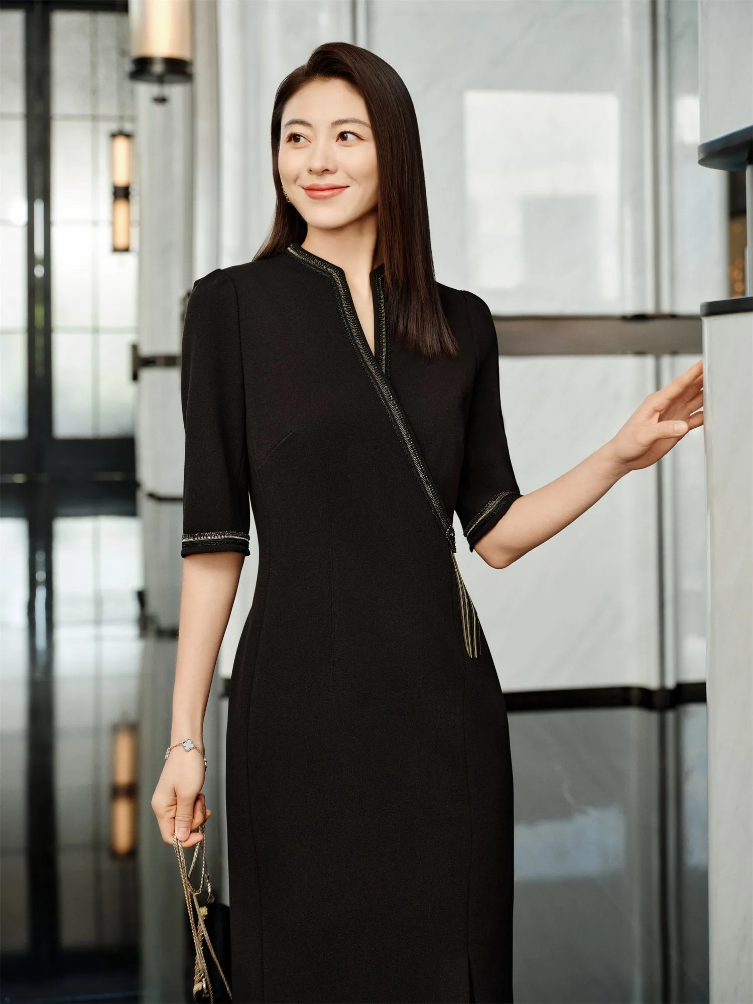 YAYING Chinese Style Waist-Cinched Dress